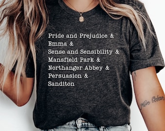 Jane Austen Novels T-Shirt: Classic Literature Gift