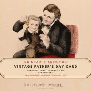 vintage carte de fête des pères - PDF imprimable - oeuvre d'art pour l'artisanat et cadeau - cartes de fête des pères imprimables - cadeaux numériques pour papa
