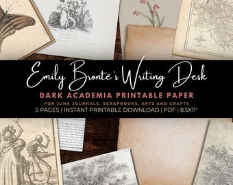 Emily Brontës Schreibtisch: Von Vintage Wuthering Höhen inspiriertes bedruckbares Papier für Junk Journal Künstler, Scrapbooking, Schreibwaren & Geschenke