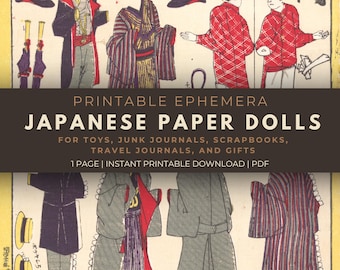 Antike Japanische Papierpuppen - Historisches Spielzeug - Kunst aus Japan (Druckbare PDF)