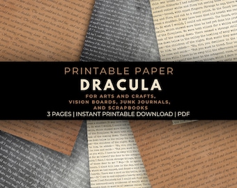 Dracula druckbares Papier: Gruseliges Halloween Sammelalbum, Junk Journal (Digital PDF)