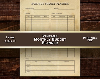 Druckbarer monatlicher Budgetplaner: Vintage Schreibmaschinenschrift Ledger Papier - Wachsen Sie Ihren Reichtum mit Stil mit diesem einfachen digitalen Download (PDF)