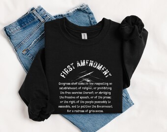 1st Amendment Sweatshirt: Freedom of Speech - Unisex Cotton-Blend Crewneck