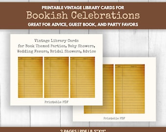 Vintage Library Card Printable for Bookish Celebrations (Digital Download)