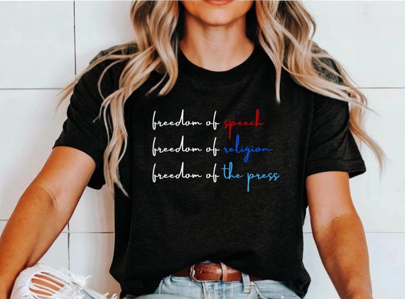 First Amendment T-Shirt: Freedom of Speech, Press, Religion