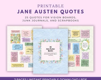 Jane Austen Quotes Ephemera: Pride and Prejudice Scrapbook (Printable PDF File)