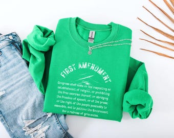 1st Amendment Sweatshirt: Freedom of Speech - Unisex Cotton-Blend Crewneck
