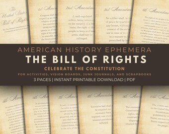 Bill of Right Ephemera: Amerikanische Geschichte zum Ausdrucken (PDF-Datei)