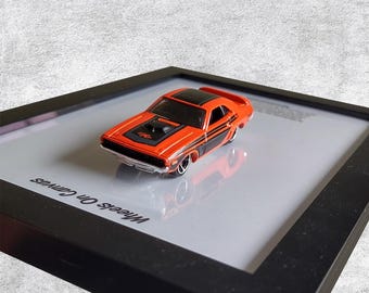 1971 Dodge Challenger 3D Car Poster | Classic Muscle Car Wall Art | Cool Gifts for Him | Unique Framed Artwork | Vintage Mopar Garage Decor