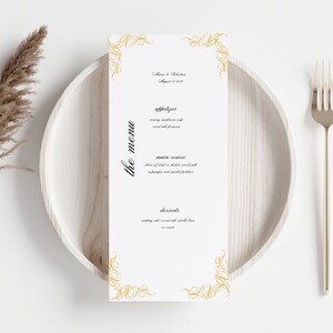 Downloadable and customizable wedding menu
