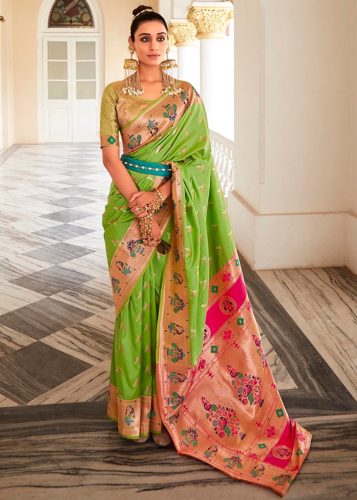 slim fit dress slacks Parrot Green Color Faux Georgette Designer Anarkali Gown With Dupatta –  TANHAI main image 0