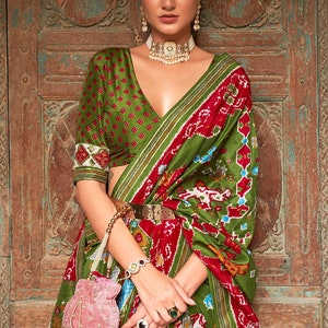 Green Swarovski Silk Patola Saree 