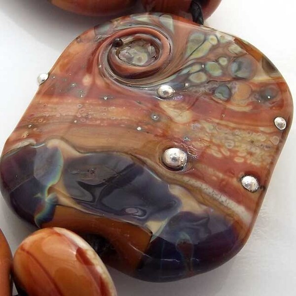 COUPON SALE 30% Off Serengeti Nights Artist Made Lampwork Bead Set (9)