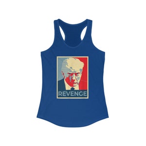 Trump Mugshot Revenge Women&#39;s Ideal Racerback Tank, Revolution Apparel 1776
