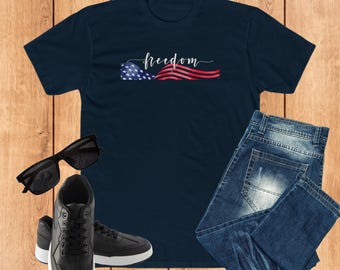 Freedom Crew Tee, Freedom Tee Shirt, Patriotic Tee, Patriotic Men's Tee, Red White and Blue Tee, Freedom t-shirt, American Flag Tee Shirt