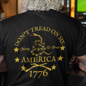 Don&#39;t Tread On Me Crew Tee, Gadsden Flag Tee, American Revolution Tee, Gadsden Don&#39;t Tread on Me Tee, Gadsden Flag Rattlesnake Tee, 1776 Tee