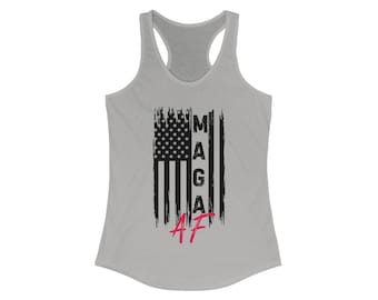 Camiseta sin mangas MAGA AF ideal con espalda cruzada para mujer, Revolution Apparel 1776
