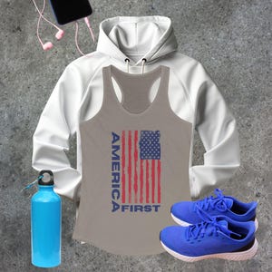 America First Women&#39;s Racerback Tank Top, American Flag Tank Top, USA Flag Tank Top, American Patriot Tank, Patriotic Tank Top, Patriot Tank