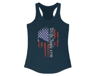 Punisher- We The People 1776 Women's Ideal Racerback Tank, Revolution Apparel 1776