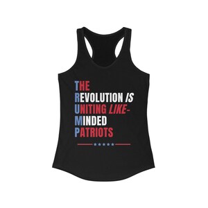 The Revolution is Uniting like-Minded Patriots Women&#39;s Ideal Racerback Tank, Revolution Apparel 1776