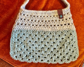Light Blue and Cream Granny Stitch Crochet Bag