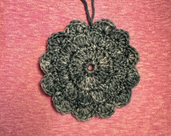 Heathered Teal Scalloped Crochet Ornament