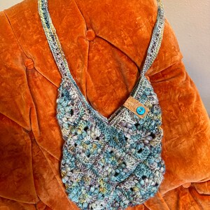 Multicolor Floral Design Granny Square Sparkle Crochet Bag zdjęcie 2