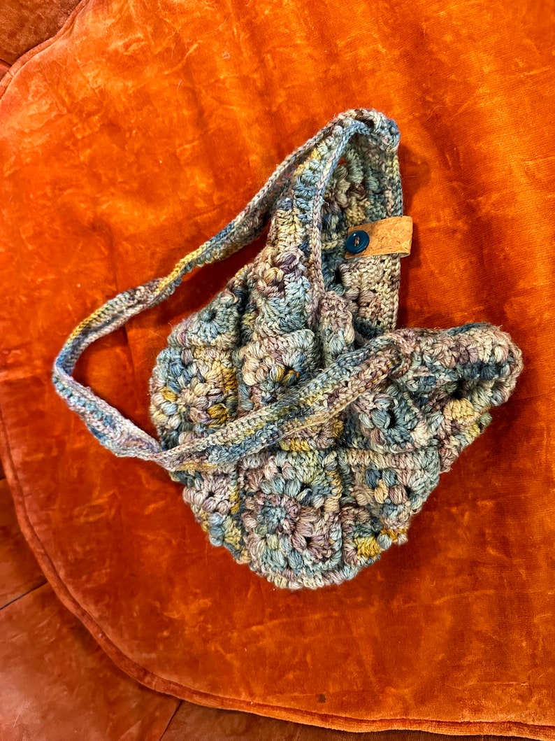 Multicolor Floral Design Granny Square Sparkle Crochet Bag zdjęcie 4