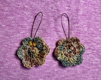 Multicolor Sparkle Flower Crochet Dangle Earrings