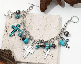 2 piece Turquoise and Silver bracelet and earring SET