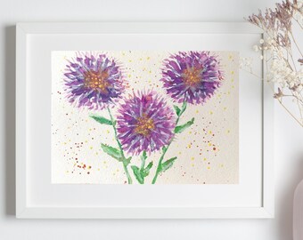 Original Watercolor Painting,Floral Art,Hand Painted Flowers, 5x7