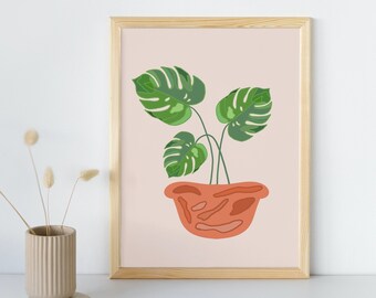 Botanical Wall Art/Monstera Print/Tropical Leaf Art/Boho Wall Decor/Houseplant/Plant Lover Gifts/Nature Decor/Greenery