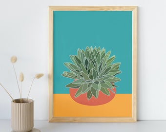 Desert Succulent Art Print/Modern/Queen Anne Plant/Botanical Wall Art/Colorful/Gifts For Plant Lovers/Desert Decor/Desert Plant Wall Art