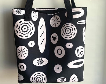 Large Tote Bag,Black and White Modern All Over Print,Reusable Shopping Bag,Book Bag,Beach Bag,Gift For Mom,Book Lovers Gift,Mothers Day Gift