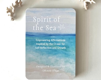 Positive Daily Intentions & Self-Care Affirmation Cards – Ocean-Inspired Watercolor Art Deck - Self Love Gift