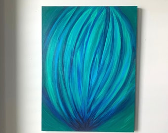 Large Green Abstract Painting,Original Art,Modern Abstract Wall Art,Contemporary Canvas Painting,Living Room Decor,Blue & Green Wall Art