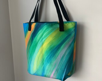 Abstract Art Tote Bag,Colorful Large Reusable Bag,Shopping Bag,Book Bag,Gift For Art Lovers,Gift For Readers