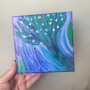 Abstract Tree Painting: Colorful Acrylic Canvas Art, Nature Inspired