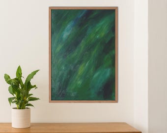 Dark Green Forest Art Print - Nature Inspired Abstract Wall Decor