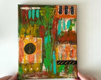 Original Colorful Abstract Acrylic Painting: Contemporary Home Decor, 8x10 Canvas