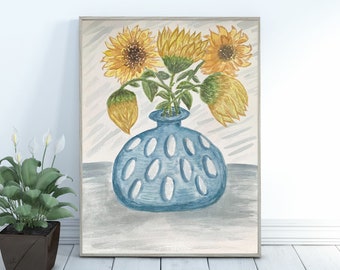 Original Sunflower Painting,9x12 Watercolor Art,Sunflowers in Vase,Sunflower Wall Art,Hand Painted Wall Art,Country Painting,Sunflower Decor