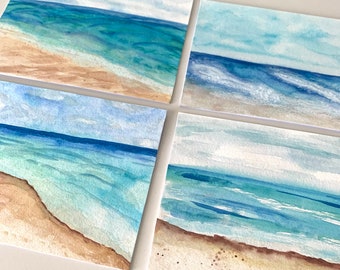 Hand Painted Original Ocean Watercolor Art Greeting Cards,5x7 Blank Inside,Beach Artwork,All Occasion,Set of 3,Gift For Surfer,Beach Bum