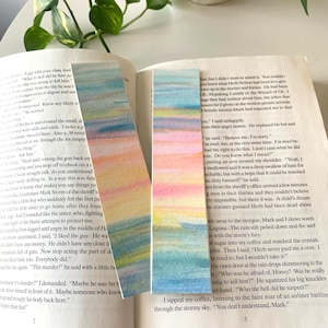 Hand Painted Watercolor Bookmarks: Abstract Ocean Sunset, Set of 2
