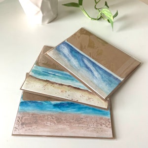 Hand Painted Original Ocean Watercolor Art Greeting Cards,5x7 Blank Inside,Beach Artwork,All Occasion,Set of 3,Gift For Surfer,Beach Bum Set of 3- Card 2,5,6
