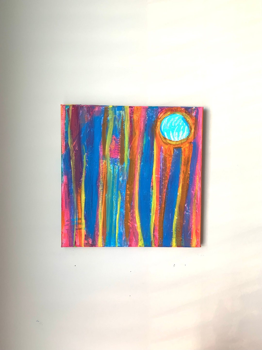 Modern Abstract Painting,moonrise in the Garden,12x12 Acrylic on Canvas ...