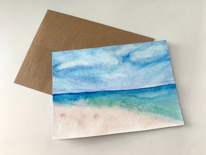 Hand Painted Original Ocean Watercolor Art Greeting Cards,5x7 Blank Inside,Beach Artwork,All Occasion,Set of 3,Gift For Surfer,Beach Bum image 8