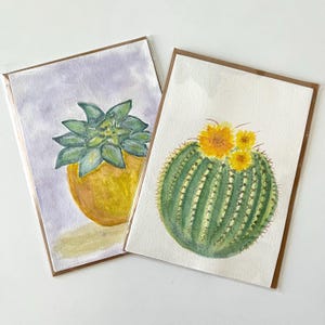 Watercolor Cactus & Succulent Art Cards: Hand-Painted Botanical Set