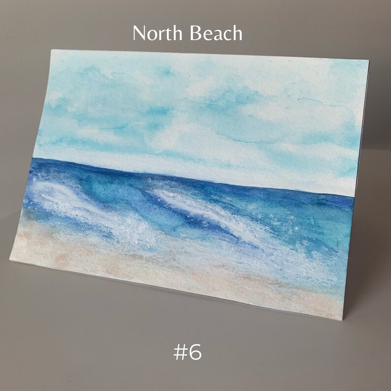 Hand Painted Original Ocean Watercolor Art Greeting Cards,5x7 Blank Inside,Beach Artwork,All Occasion,Set of 3,Gift For Surfer,Beach Bum 6 - North Beach