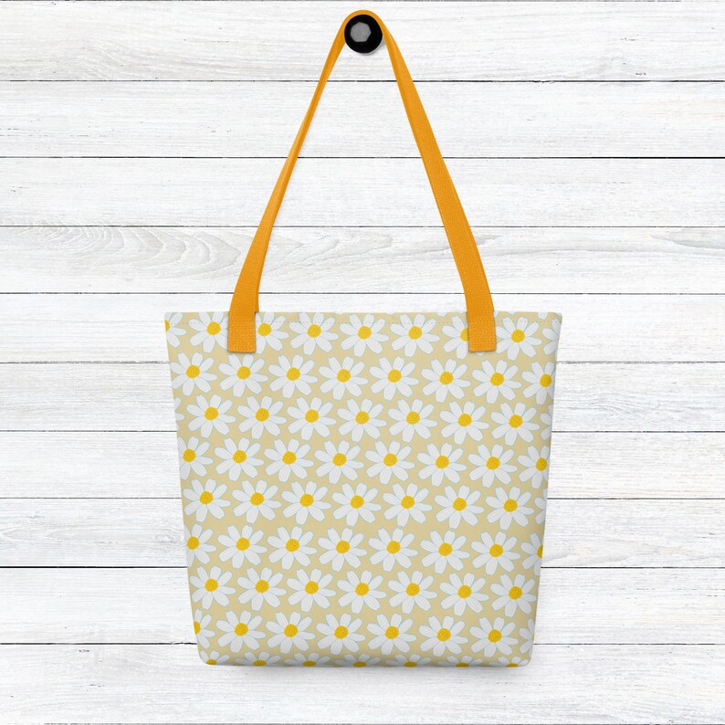 Daisy Tote Bag,Cute Large Reusable Bag,Shopping Tote,Book Bag,Gift For Mothers Day,Gift For Her,Gift For Gardener,Floral Shoulder Bag image 6