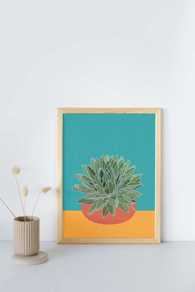 Succulent Wall Art,Colorful Desert Art,Succulent Art Prints,Modern Desert Decor,Southwest Art,Botanical Prints,Housewarming Gift,Plant Lover image 1